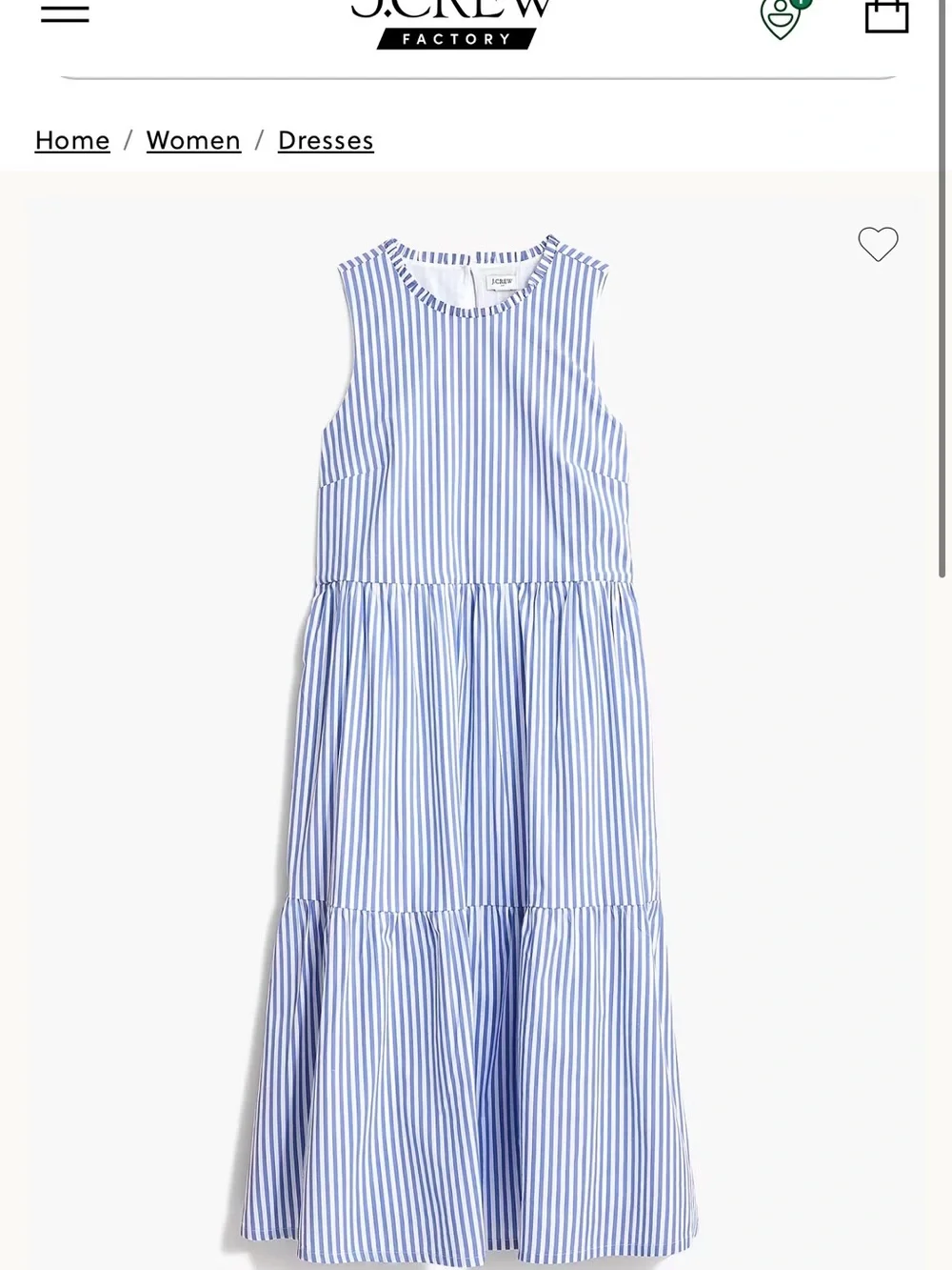 J. Crew Blue and White Striped Sleeveless Midi Dress